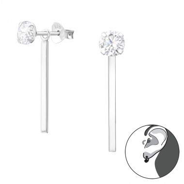 Geometric - 925 Sterling Silver Ear Jackets & Double Earrings SD37582