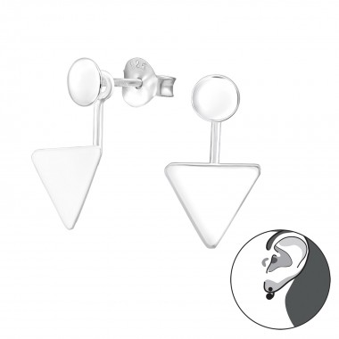 Geometric - 925 Sterling Silver Ear Jackets & Double Earrings SD38113