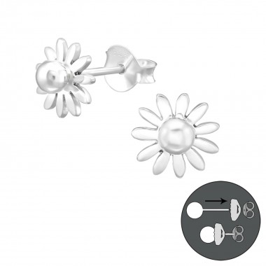 Flower - 925 Sterling Silver Ear Jackets & Double Earrings SD38952