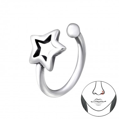 Star - 925 Sterling Silver Nose Studs SD28384