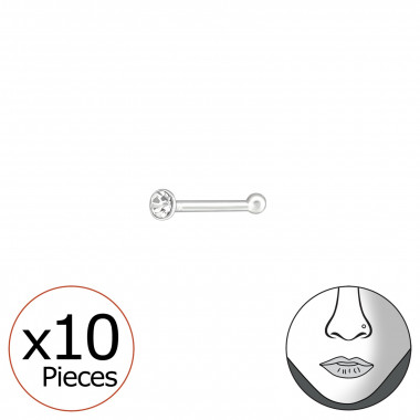 Round - 925 Sterling Silver Nose Studs SD28678