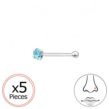 Set Of 10 1.5Mm Round Nose Studs With Ball - 925 Sterling Silver Nose Studs SD34800