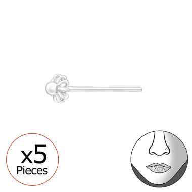 Flower - 925 Sterling Silver Nose Studs SD42572