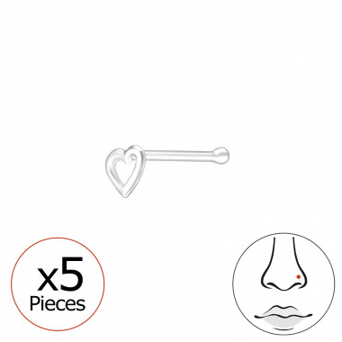 Heart - 925 Sterling Silver Nose Studs SD42573