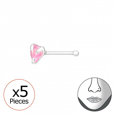 Heart - 925 Sterling Silver Nose Studs SD42788