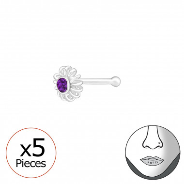 Flower - 925 Sterling Silver Nose Studs SD43013
