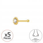 Round Shape - 925 Sterling Silver Nose Studs SD48060