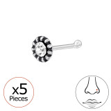 Round Disc - 925 Sterling Silver Nose Studs SD48062