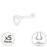 Heart - 925 Sterling Silver Nose Studs SD48078