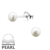 Round - 925 Sterling Silver Pearl Stud Earrings SD15829