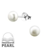 Round - 925 Sterling Silver Pearl Stud Earrings SD15830
