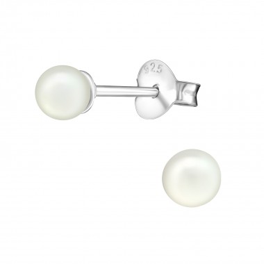 Round - 925 Sterling Silver Pearl Stud Earrings SD15831