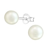Round - 925 Sterling Silver Pearl Stud Earrings SD15832