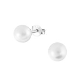Round - 925 Sterling Silver Pearl Stud Earrings SD17950