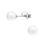 Round - 925 Sterling Silver Pearl Stud Earrings SD17953