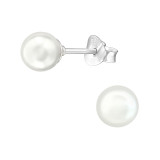Synthetic 6mm - 925 Sterling Silver Pearl Stud Earrings SD31183