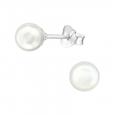 Synthetic 6mm - 925 Sterling Silver Pearl Stud Earrings SD31183