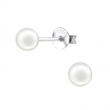 Round 4mm - 925 Sterling Silver Pearl Stud Earrings SD37704