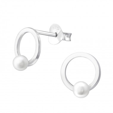 Circle - 925 Sterling Silver Pearl Stud Earrings SD37793