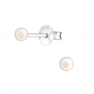 Synthetic 3mm - 925 Sterling Silver Pearl Stud Earrings SD37955