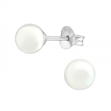 Synthetic Pearl 6mm - 925 Sterling Silver Pearl Stud Earrings SD38111
