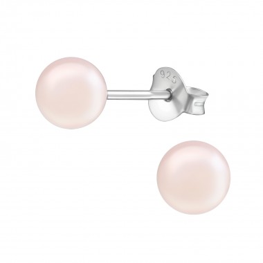 Synthetic Pearl 6mm - 925 Sterling Silver Pearl Stud Earrings SD38112