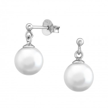 Hanging Synthetic Pearl - 925 Sterling Silver Pearl Stud Earrings SD38180