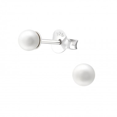 Synthetic Pearl 4mm - 925 Sterling Silver Pearl Stud Earrings SD38267
