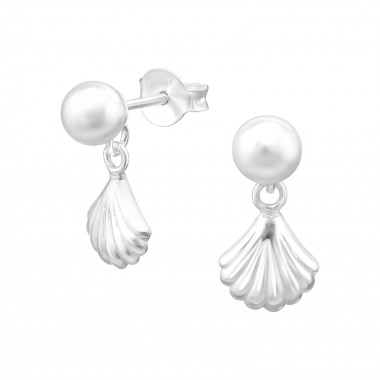 Hanging  Shell - 925 Sterling Silver Pearl Stud Earrings SD38396