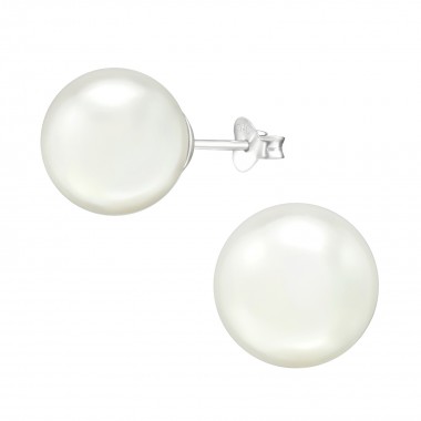 Synthetic Pearl 12mm - 925 Sterling Silver Pearl Stud Earrings SD38651