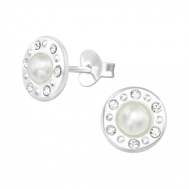 Round - 925 Sterling Silver Pearl Stud Earrings SD38779