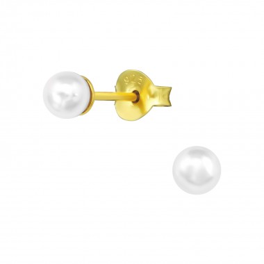 Round - 925 Sterling Silver Pearl Stud Earrings SD39048