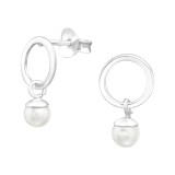 Circle - 925 Sterling Silver Pearl Stud Earrings SD41083