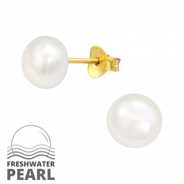 7mm - 925 Sterling Silver Pearl Stud Earrings SD41110