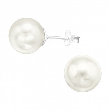 Round 10mm - 925 Sterling Silver Pearl Stud Earrings SD42439