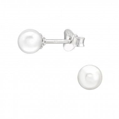 5mm Round - 925 Sterling Silver Pearl Stud Earrings SD43799