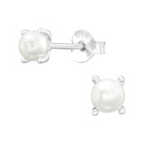 Round 4mm - 925 Sterling Silver Pearl Stud Earrings SD45034