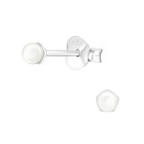 Round 3mm - 925 Sterling Silver Pearl Stud Earrings SD45762