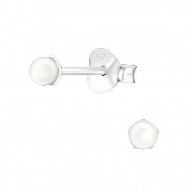 Round 3mm - 925 Sterling Silver Pearl Stud Earrings SD45762