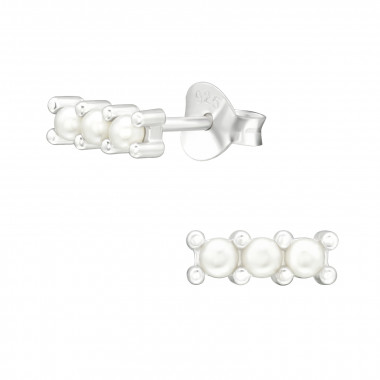 Bar - 925 Sterling Silver Pearl Stud Earrings SD45797