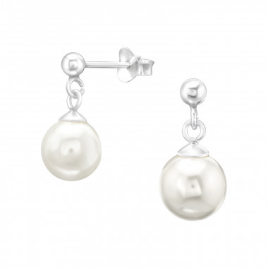 Ball - 925 Sterling Silver Pearl Stud Earrings SD46211