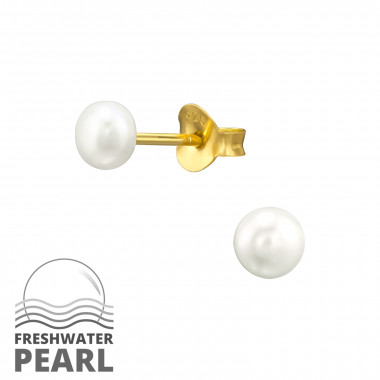 4mm - 925 Sterling Silver Pearl Stud Earrings SD46657