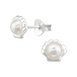 Shell - 925 Sterling Silver Pearl Stud Earrings SD46835