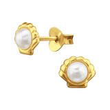 Shell - 925 Sterling Silver Pearl Stud Earrings SD46836