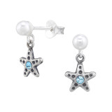 Starfish - 925 Sterling Silver Pearl Stud Earrings SD46882