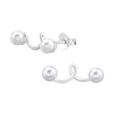 Climber - 925 Sterling Silver Pearl Stud Earrings SD46911