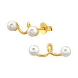 Climber - 925 Sterling Silver Pearl Stud Earrings SD46912