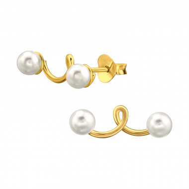 Climber - 925 Sterling Silver Pearl Stud Earrings SD46912