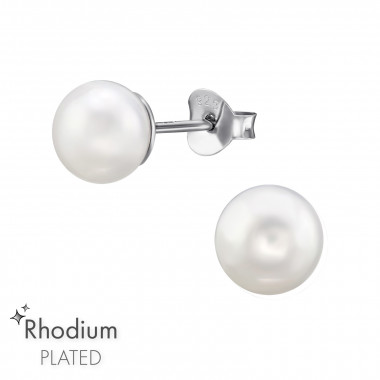 7mm - 925 Sterling Silver Pearl Stud Earrings SD47446