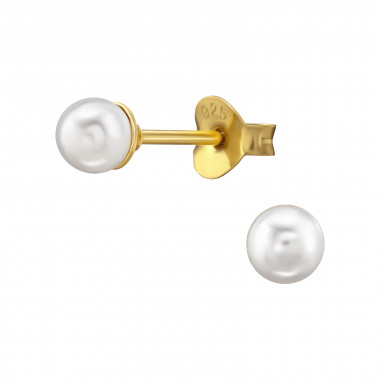 4mm - 925 Sterling Silver Pearl Stud Earrings SD48534
